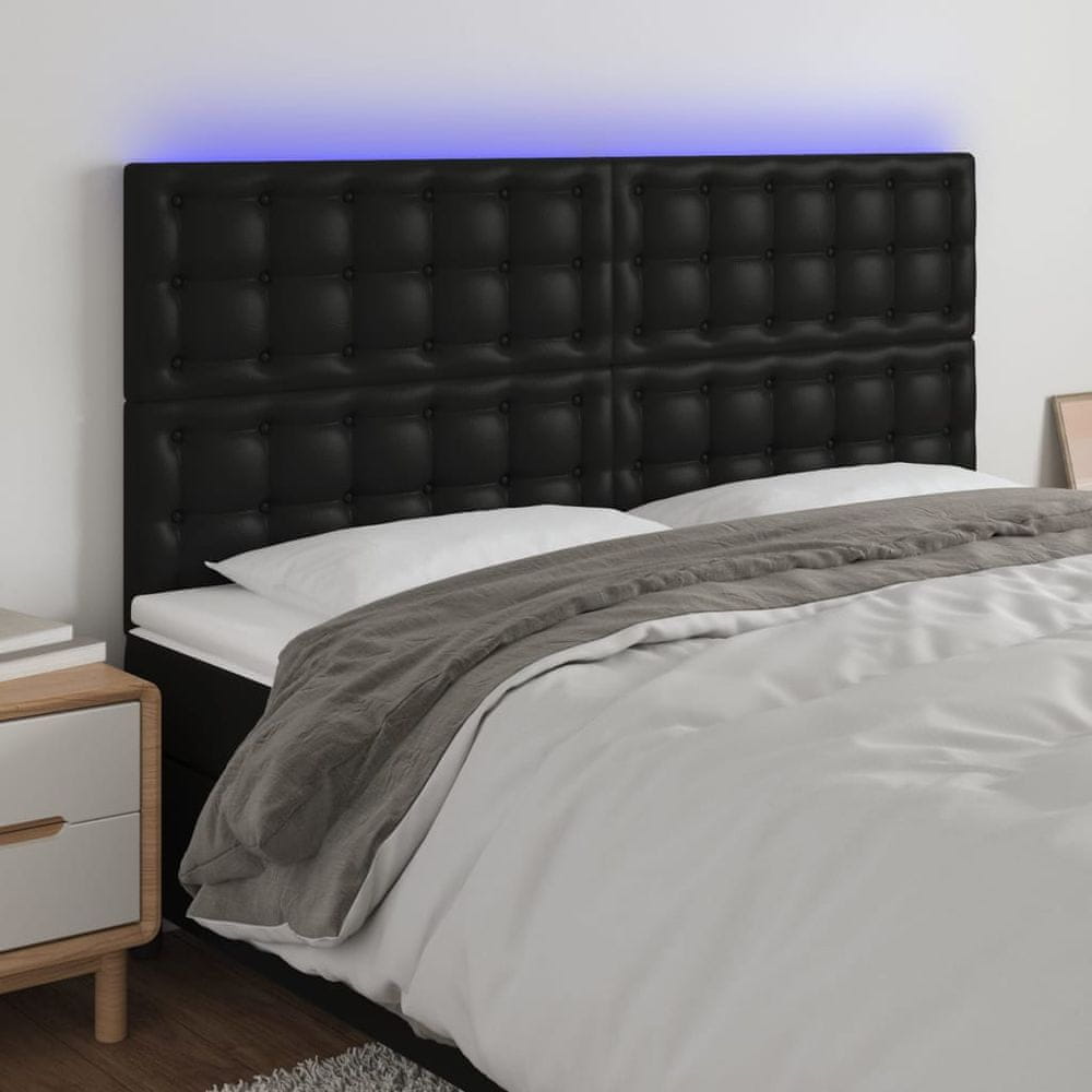 Vidaxl Čelo postele s LED čierne 200x5x118/128 cm umelá koža